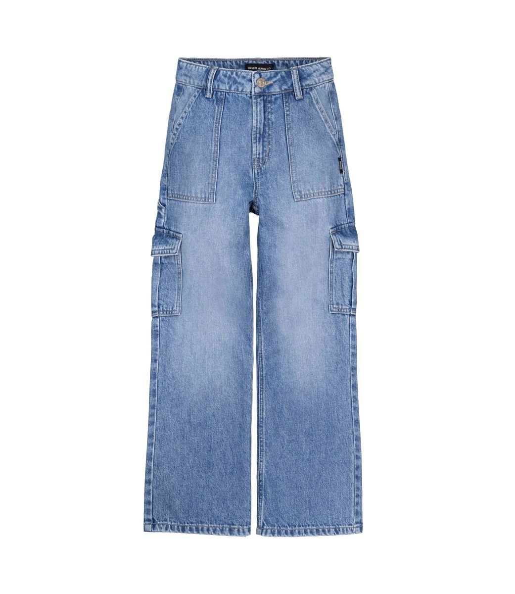 Girls Olivia Wide Leg Cargo Denim