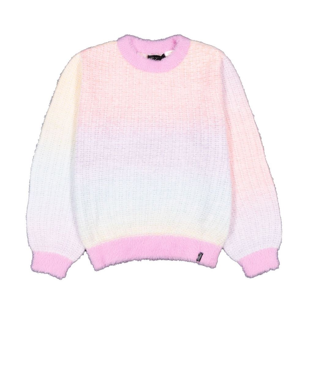 Girls Long Sleeve Crewneck Rainbow Gradient Sweater