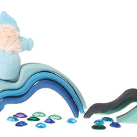 Wooden Water Waves Small Blue