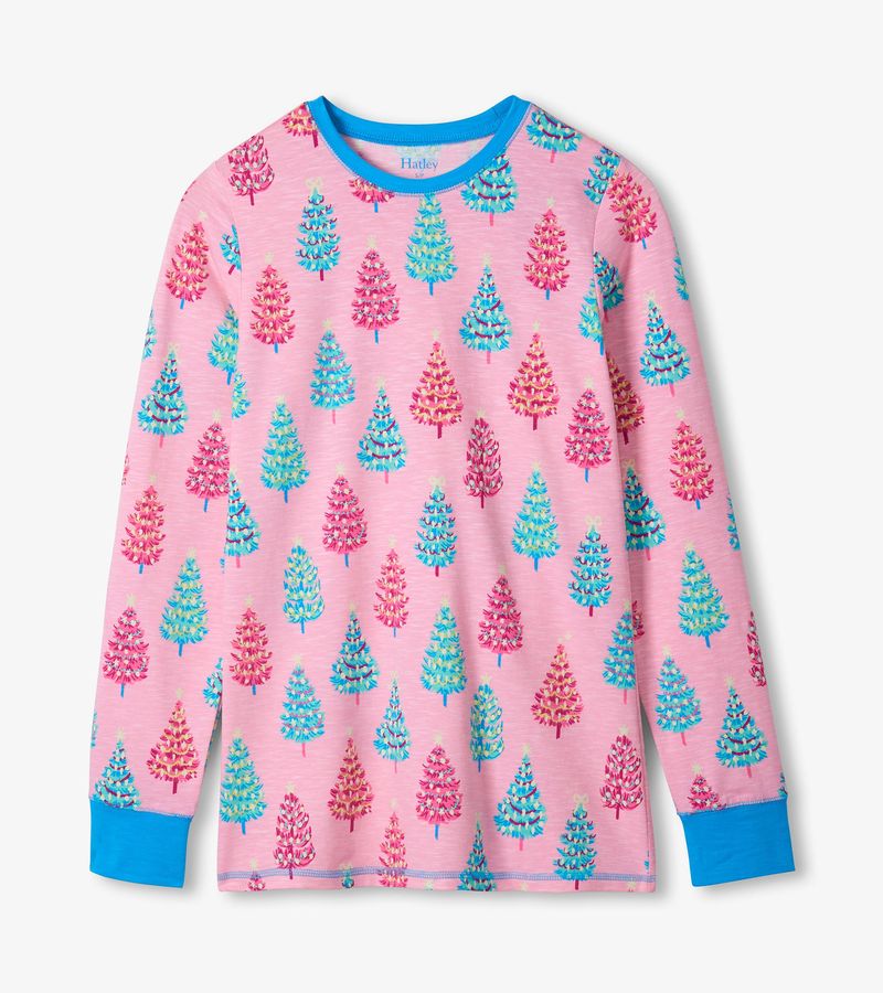 Pink Bottle Brush Trees Pajama Set