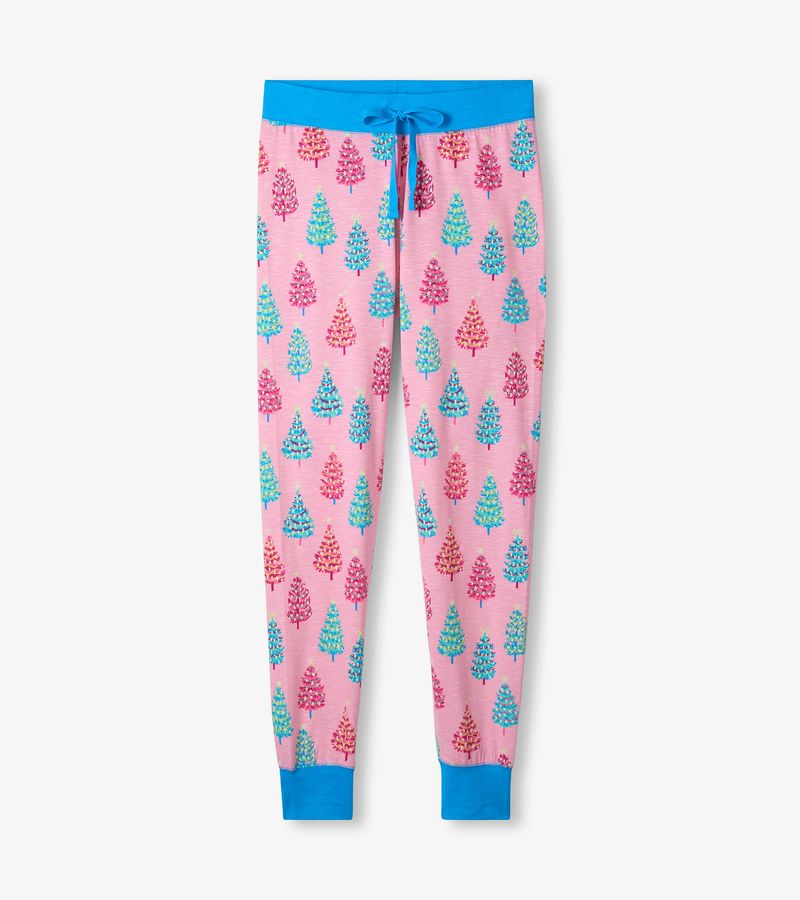 Pink Bottle Brush Trees Pajama Set