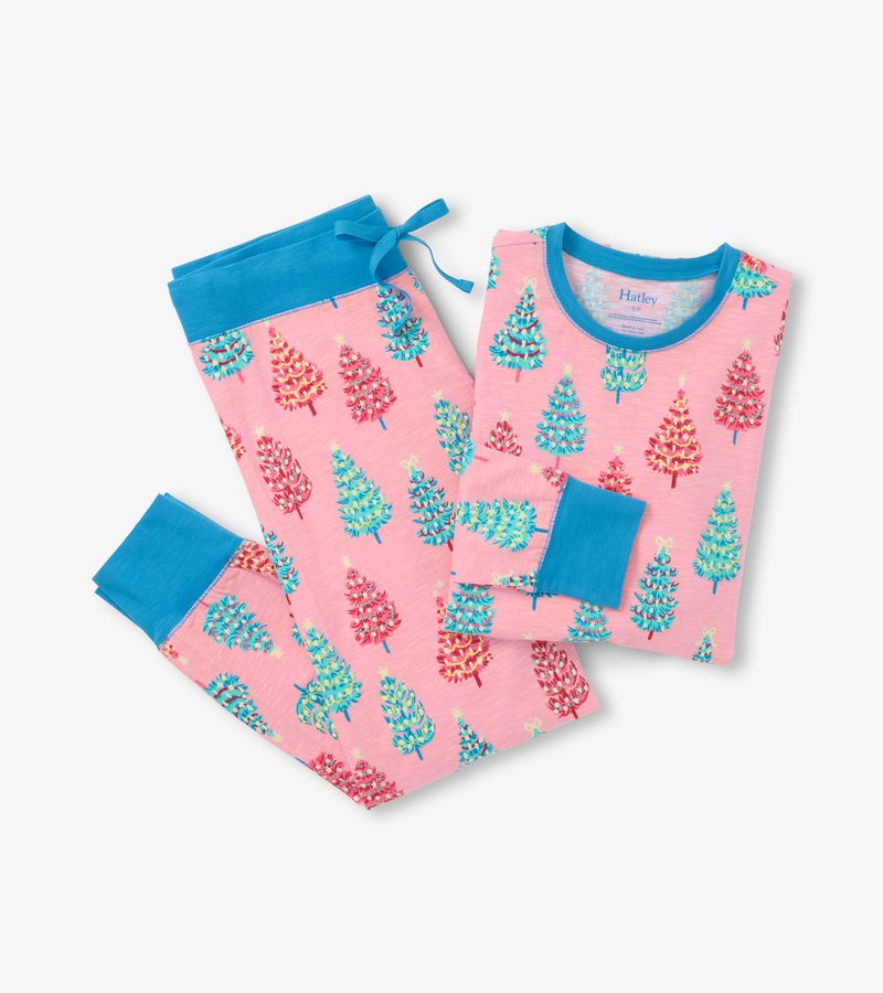 Pink Bottle Brush Trees Pajama Set