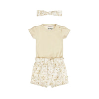 Baby Girls' Romper & Short Set (3pc)