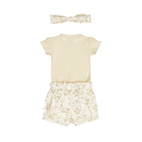 Baby Girls' Romper & Short Set (3pc)