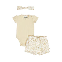 Baby Girls' Romper & Short Set (3pc)