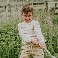 Boys' Off-White Beige Striped Sweater