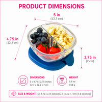 Compact Leakproof Snack Bowl with 3 Compartments