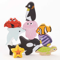 Wooden Ocean Life Stacking Animals