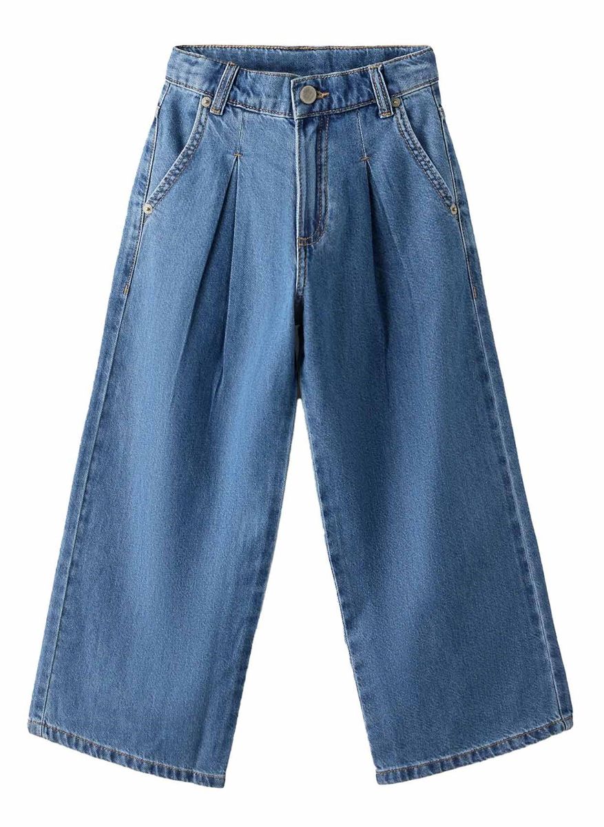 Girls Amelia Wide Leg Pleated Denim