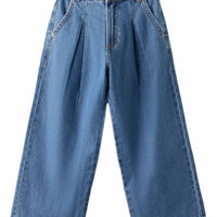 Girls Amelia Wide Leg Pleated Denim
