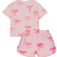 Girls' Bow T-Shirt & Short Jersey Set