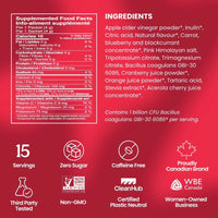 Cranberry Orange SuperBelly Water Elixirs with Prebiotics