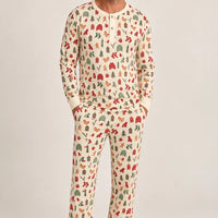 Adult Henley Wide Leg Pajama Set