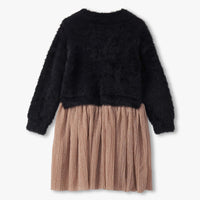 Girls Gold Star Mix Media Dress