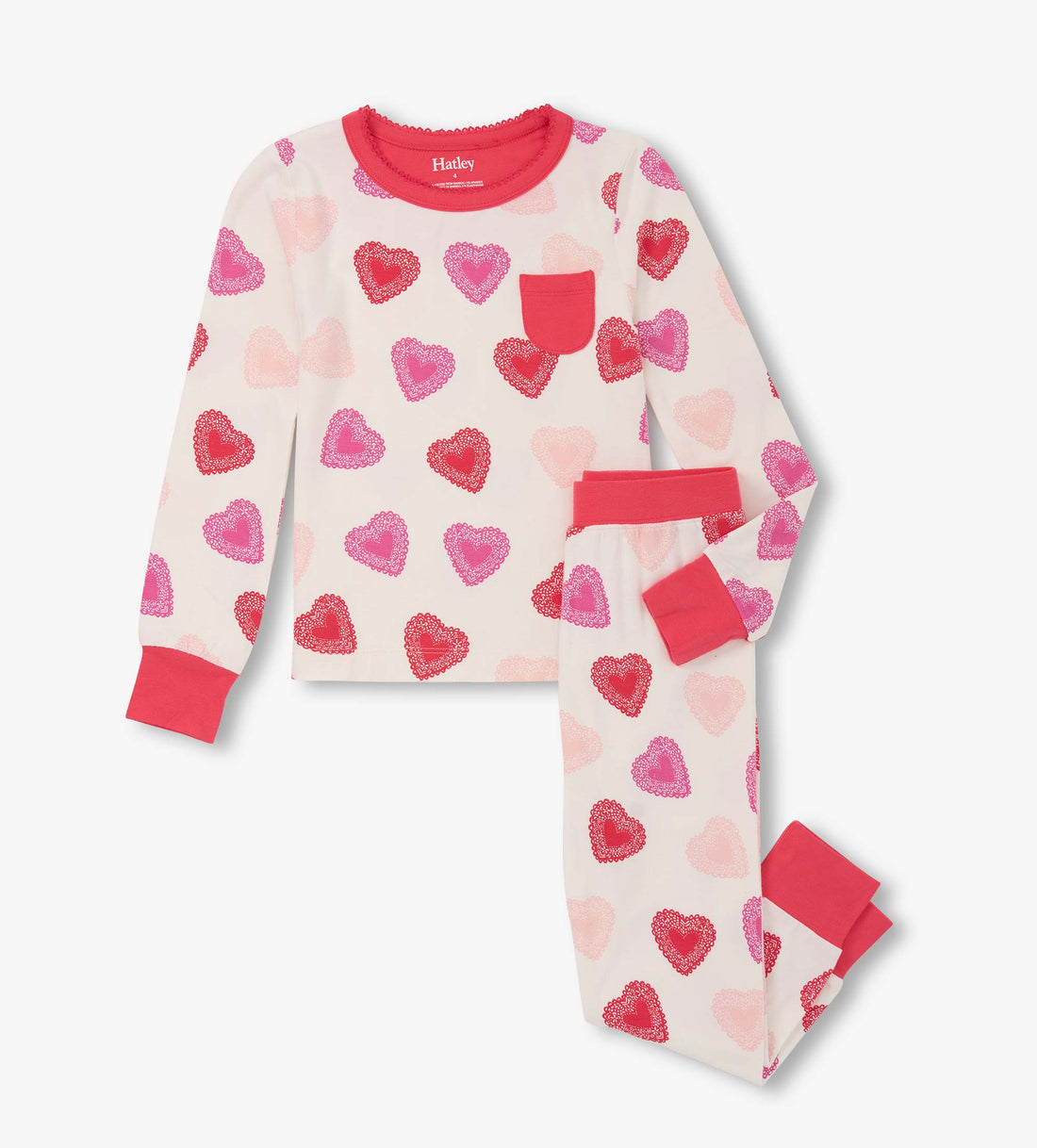 Girls Cut Out Hearts Pajama Set