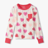 Girls Cut Out Hearts Pajama Set