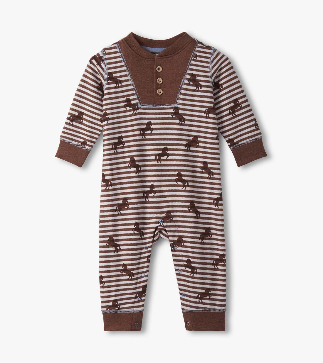 Ranch Horses Button Yoke Romper