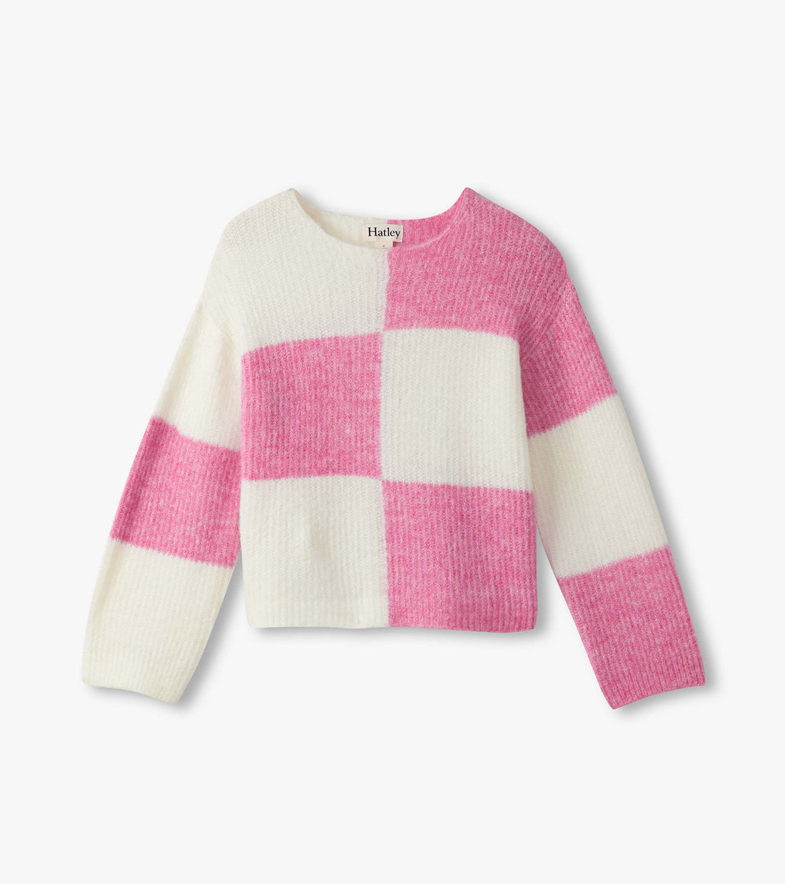 Girls Check Drop Shoulder Sweater