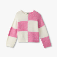 Girls Check Drop Shoulder Sweater