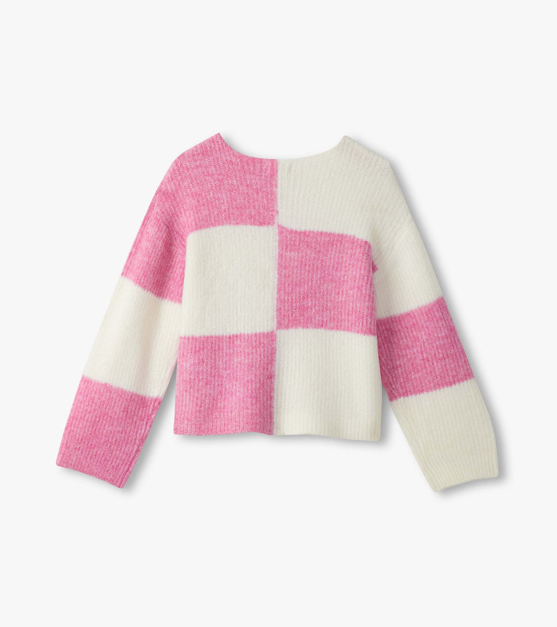 Girls Check Drop Shoulder Sweater