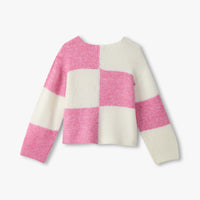 Girls Check Drop Shoulder Sweater