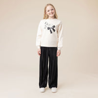 Nano Girls Black Pleated Wide Leg Pants
