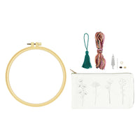 Flower Embroidery Pouch Kit