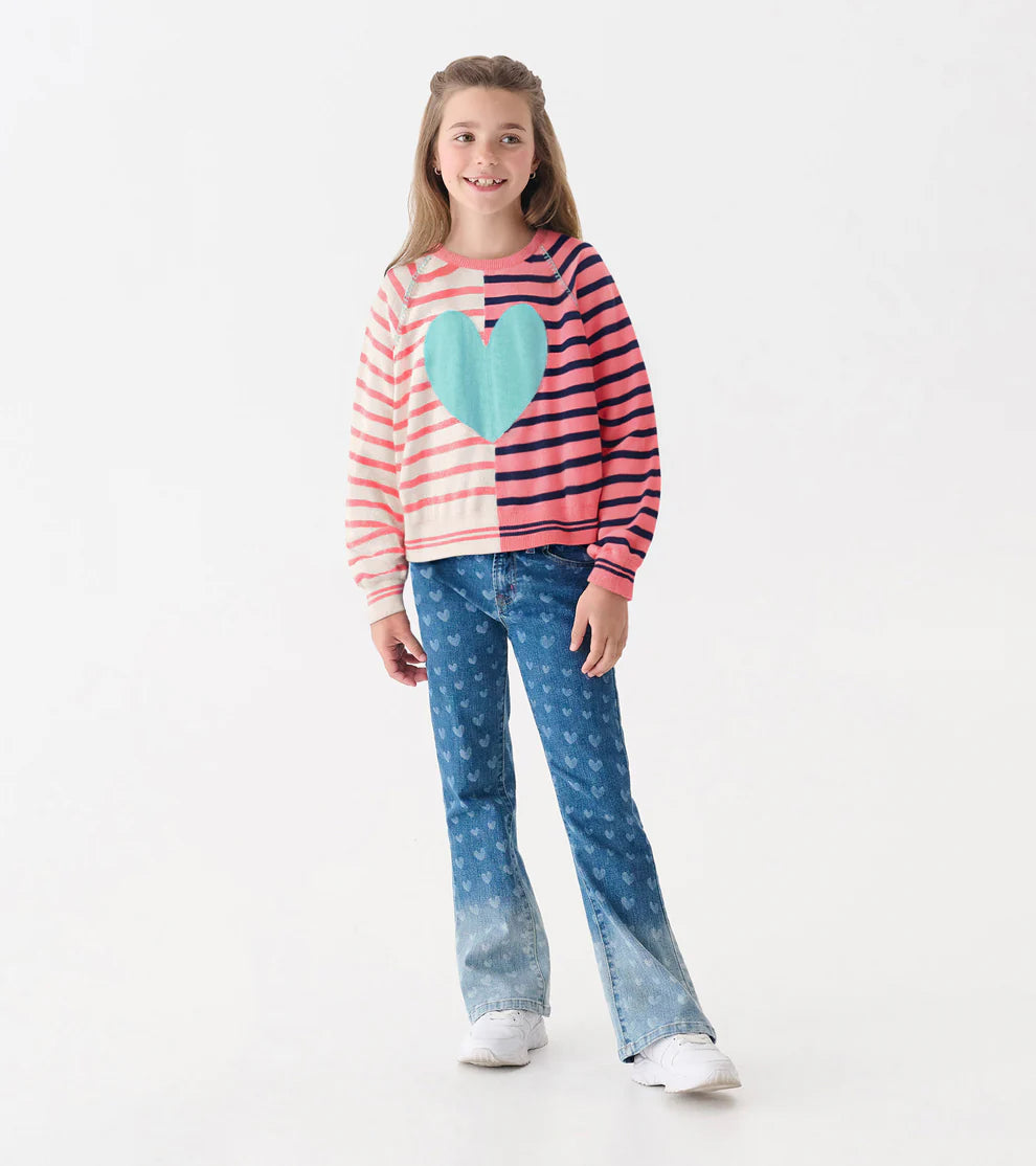Girls Mixed Stripes Sweater