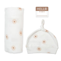 Hello World Swaddle & Knotted Hat Set