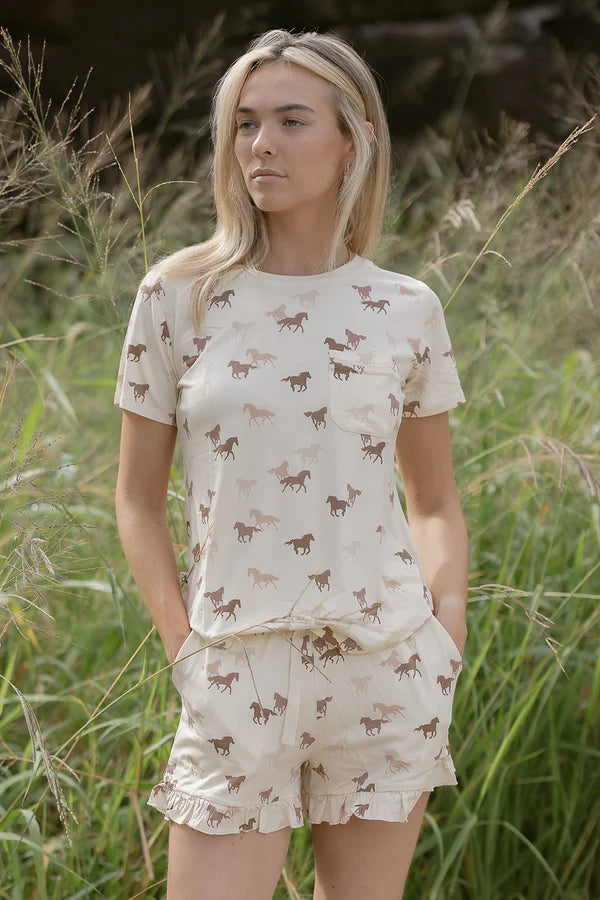 Ladies Bamboo Ruffled Short Set