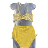 Ribbed Bikini Set — Keyhole Back & Bow Detail