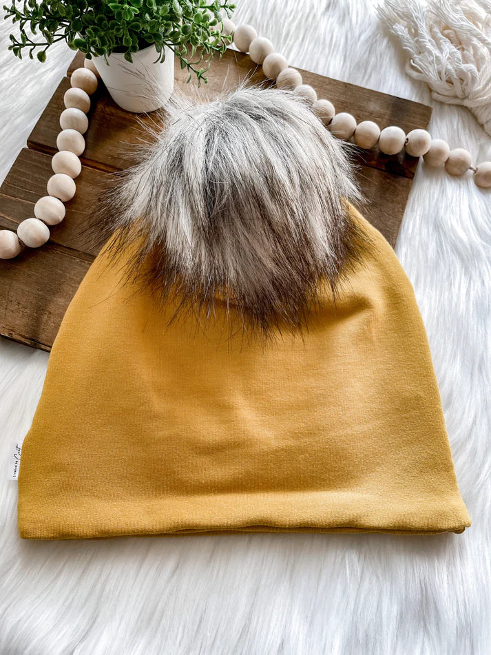 Bamboo Terry Beanie with Pom Pom