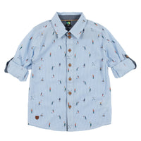 Boys Long Sleeve Print Button up Shirt