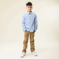Boys Long Sleeve Print Button up Shirt