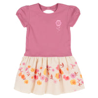 Girls Floral Two Tone Dress