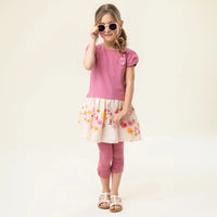 Girls Floral Two Tone Dress