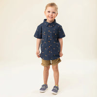 Boys Navy Button up T-Shirt