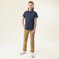 Boys Navy Button up T-Shirt
