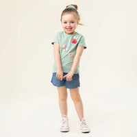 Girls Green 3D Flower Print Shirt