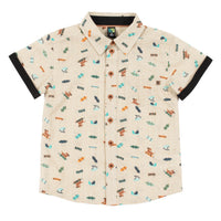 Boys Beige Button Up Shirt