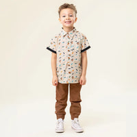 Boys Beige Button Up Shirt