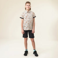 Boys Beige Button Up Shirt