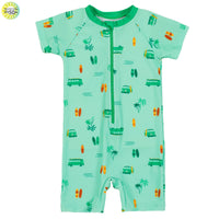 UV One Piece Green Printed Rashguard Swimsuit