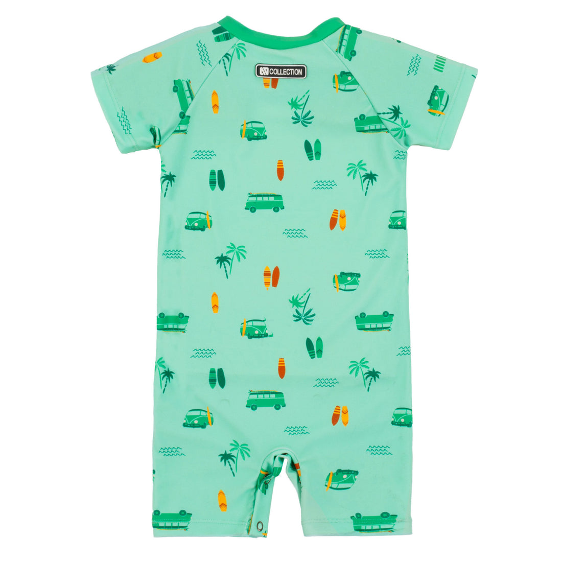 UV One Piece Green Printed Rashguard Swimsuit