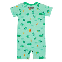 UV One Piece Green Printed Rashguard Swimsuit