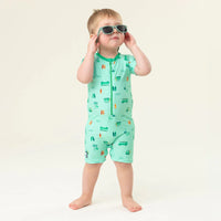 UV One Piece Green Printed Rashguard Swimsuit