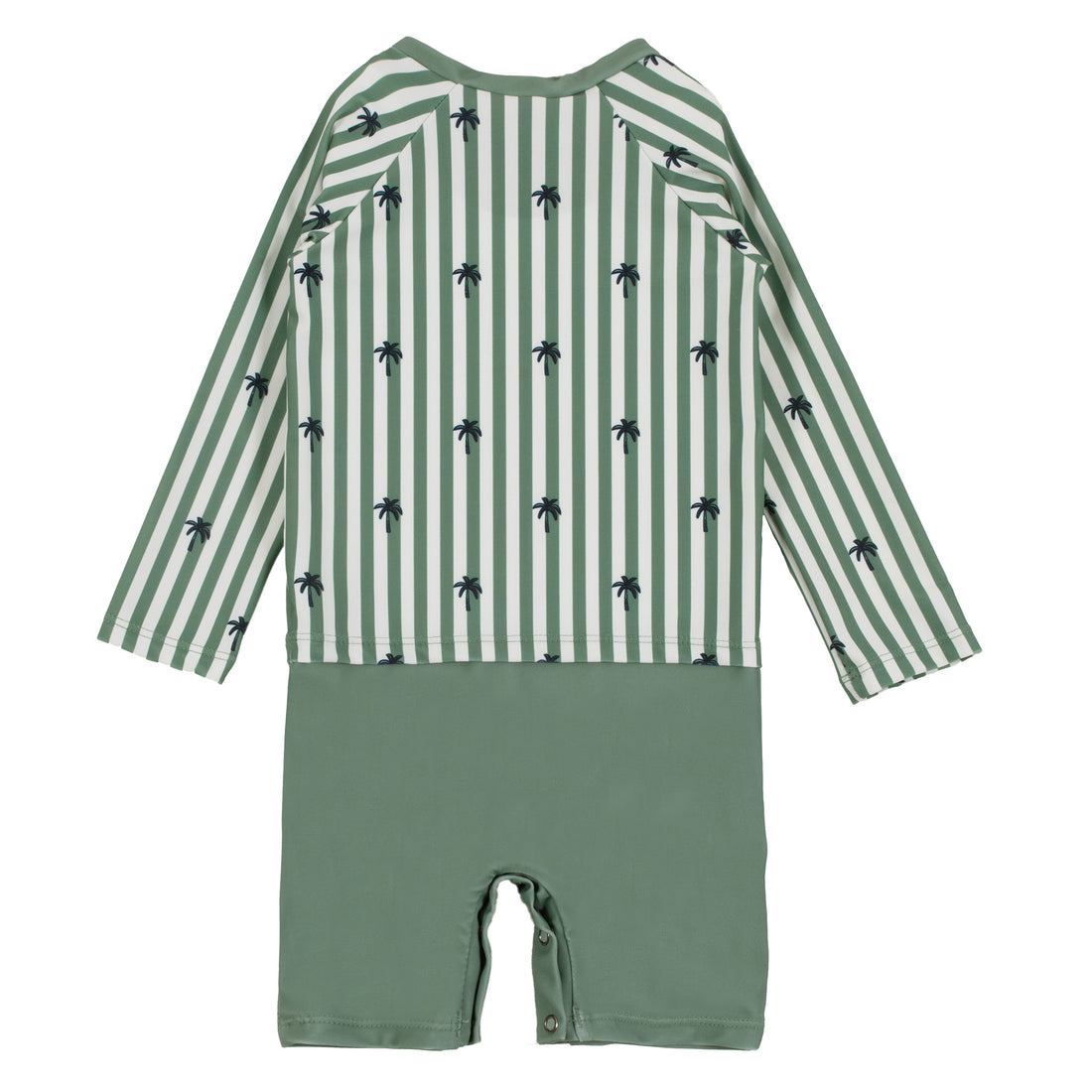 UV One Piece Green Striped Rashguard Swimsuit