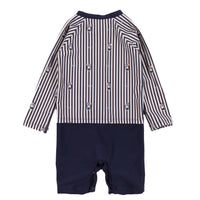 One Piece Striped Long Sleeve Rashguard Swimsuit