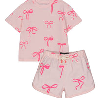 Girls' Bow T-Shirt & Short Jersey Set
