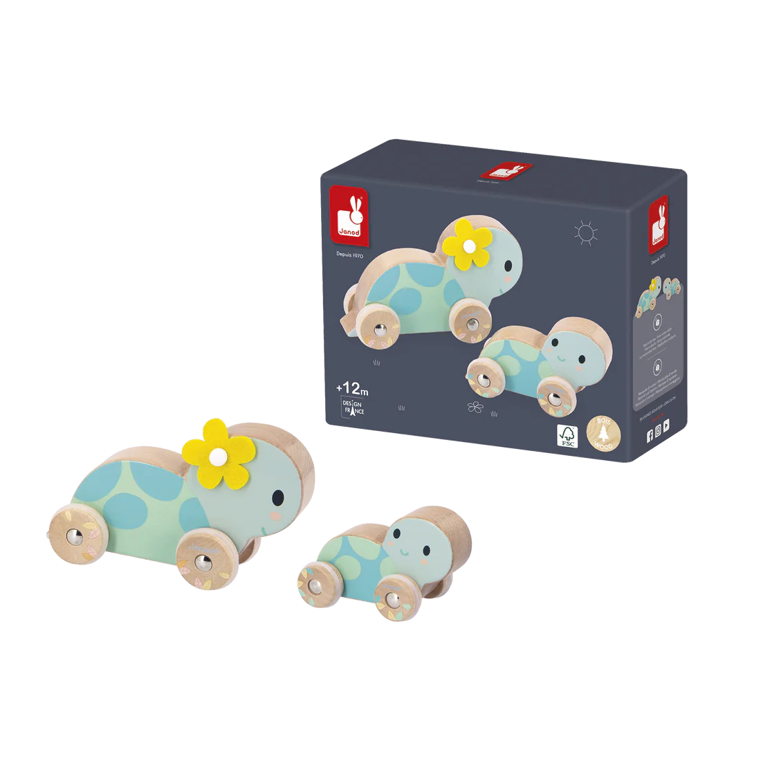 Wooden Pair of Turtles - Roll Back & Forth